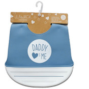 Wholesale - 2pk Blue with"Daddy Hearts You" and Blue Stripe Silicone Bib Set C/P 60, UPC: 195010116619